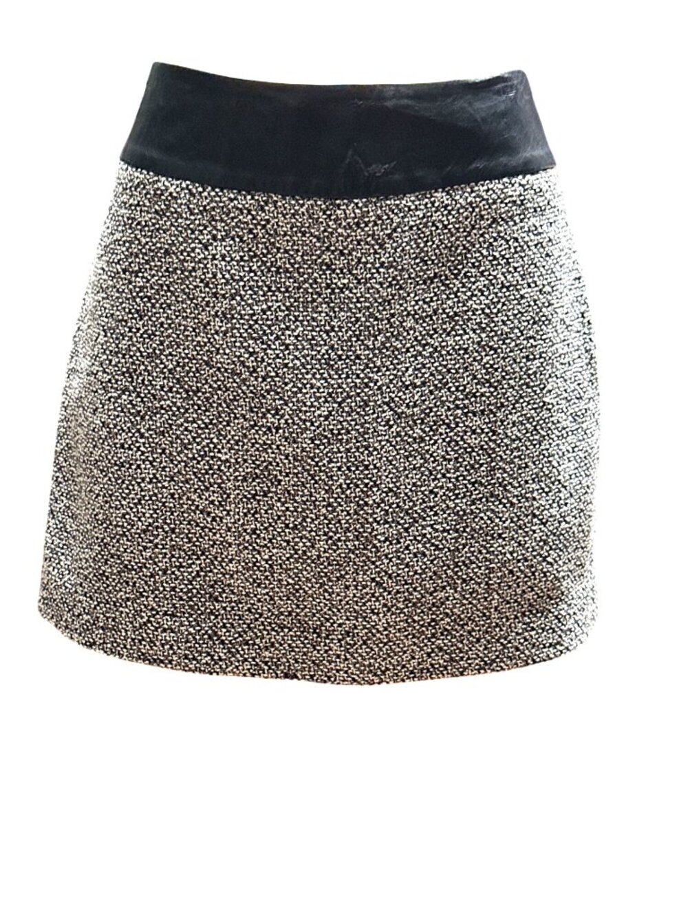 The Limited Size 10 Black White Boucle Tweed Mini Skirt Contrast Waistband Chic